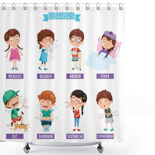 Personality  Vector Illustration Of Child Diseases Shower Curtains