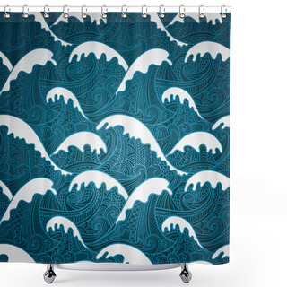 Personality  Waves Seamless Pattern Shower Curtains