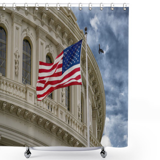 Personality  Washington DC Capitol With Waving Flag Shower Curtains