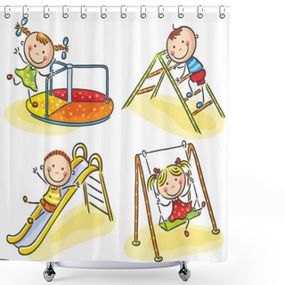 Personality  Kids On Playground Shower Curtains