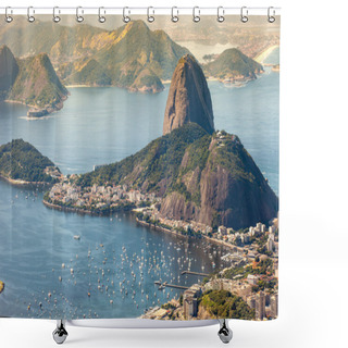 Personality  Rio De Janeiro, Brazil. Suggar Loaf And Botafogo Beach Viewed From Corcovado Shower Curtains