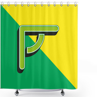 Personality  Angular Ruler Green And Yellow Modern 3d Vector Icon Logo Shower Curtains