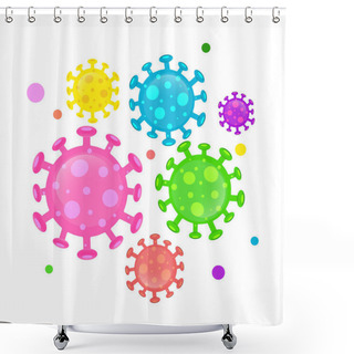 Personality  Corona Virus Cartoon Color On White Background,vector Illustration. Shower Curtains