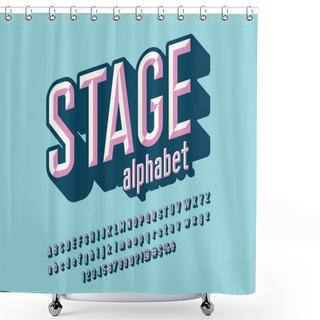 Personality  Chisel Style Alphabet Design With Uppercase, Lowercase, Number And Symbols Shower Curtains