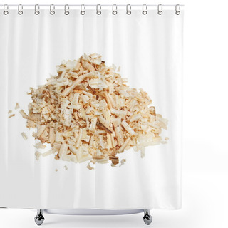 Personality  Pile Wood Shavings Background Isolated On White Shower Curtains