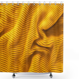 Personality  Close Up View Of Wavy Yellow Woolen Fabric Backdrop Shower Curtains