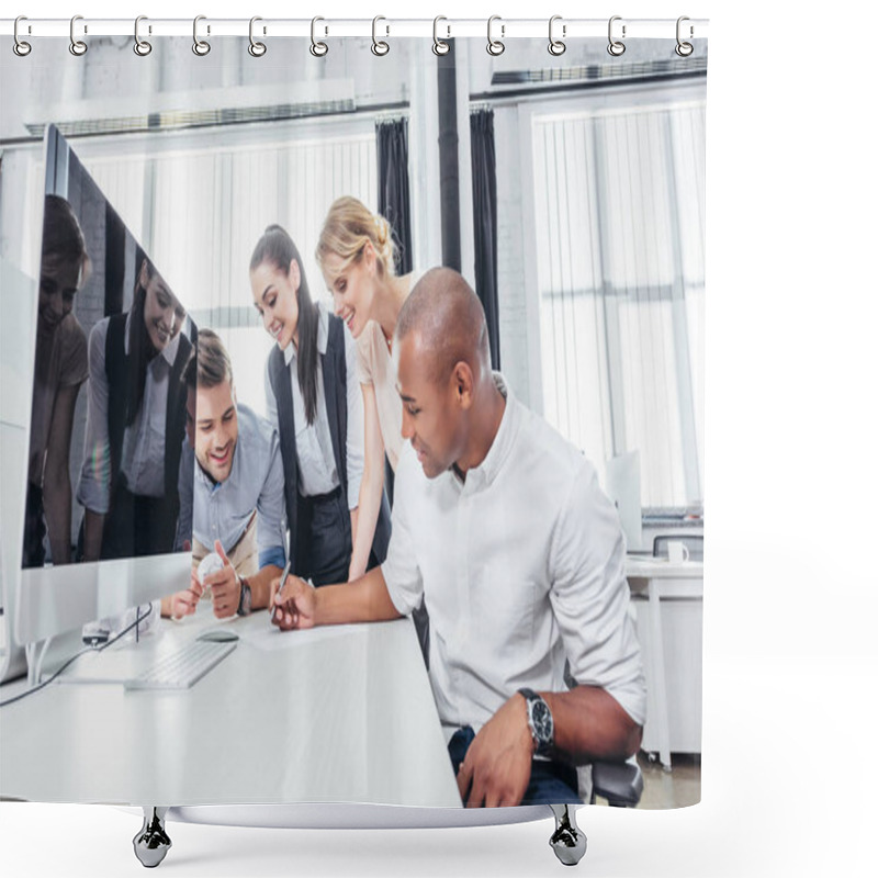 Personality  business people working together shower curtains