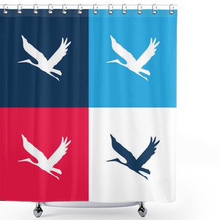 Personality  Bird Flying Shape Blue And Red Four Color Minimal Icon Set Shower Curtains
