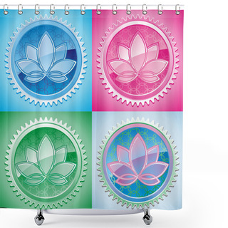 Personality  Set Of Oriental Pattern With Lotus Shower Curtains