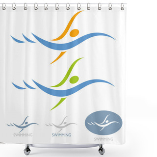 Personality  Swimming Icon Shower Curtains