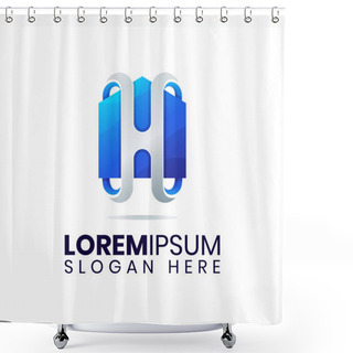 Personality  A Colorful Gradient And Elegant Letter H Home Logo Design Template Shower Curtains