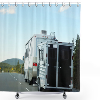 Personality  Motor Home On The Road Shower Curtains