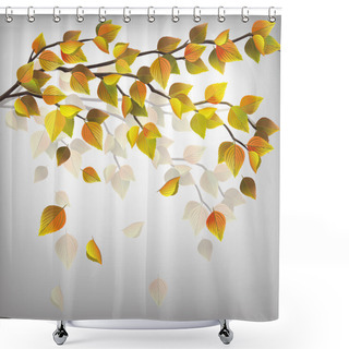 Personality  Autumn Tree With Flying Leaves, Nature Background Shower Curtains