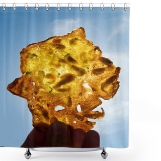 Personality  Tortilla De Camarones At Backlight. Shower Curtains