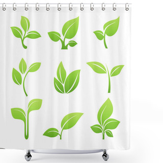 Personality  Green Sprout Symbol Vector Icon Set Shower Curtains