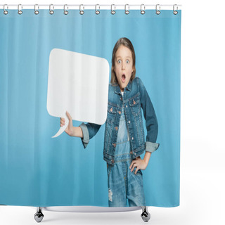 Personality  Little Girl With Speech Bubble  Shower Curtains