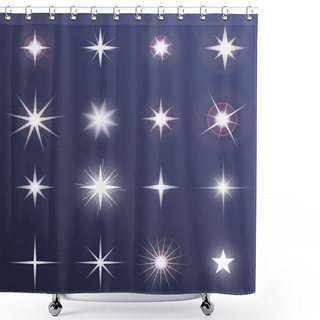 Personality  Set Of Vector Glowing Light Effect Stars Bursts With Sparkles On Dark Background. Transparent Vector Stars Shower Curtains