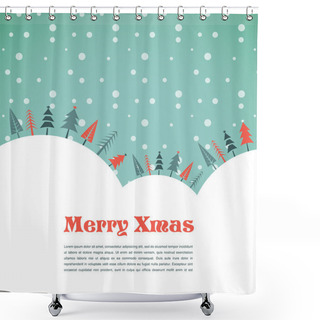 Personality  Christmas Background With Homes And Birds Shower Curtains