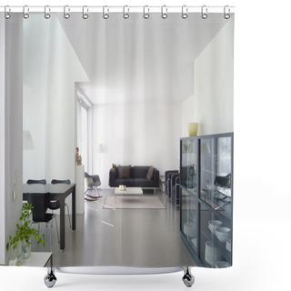 Personality  Modern Living Room With Copy Space Shower Curtains