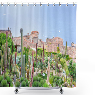 Personality  Daylight Foggy View To Eze Village With Botanical Garden Full Of Shower Curtains