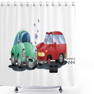 Personality  Destroyed Car A Crash Shower Curtains