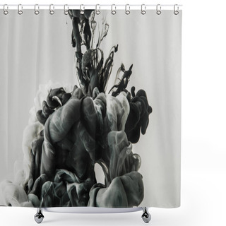 Personality  Close Up View Of Mixing Gray Smoke Isolated On Gray Shower Curtains