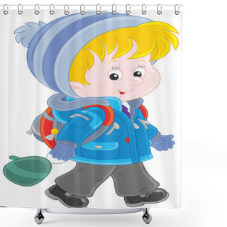 Personality  Schoolchild In Winter Clothes Shower Curtains
