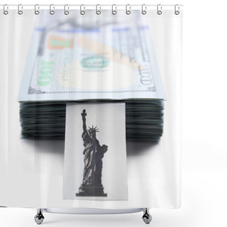 Personality  Pack Of American Dollars, Isolated On White. Saving Concept Shower Curtains