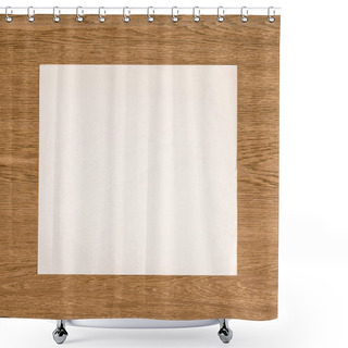 Personality  View From Above Of Blank White Paper On Wooden Table Shower Curtains