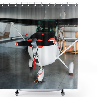 Personality  Modern Helicopter With Propeller And Airfoils On Parking  Shower Curtains
