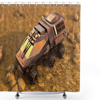 Personality  Mars Rover Space Travel. 3D Rendering Shower Curtains