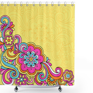 Personality  Psychedelic Flowers And Swirls Notebook Doodle Vector Shower Curtains