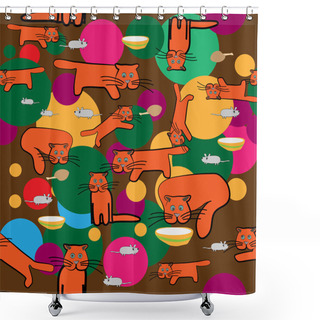 Personality  Cats And Mouses Background Shower Curtains