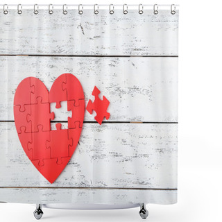 Personality  Red Puzzle Heart Shower Curtains