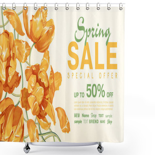Personality  Spring Sale Banner With Beautiful Flowers.  Shower Curtains