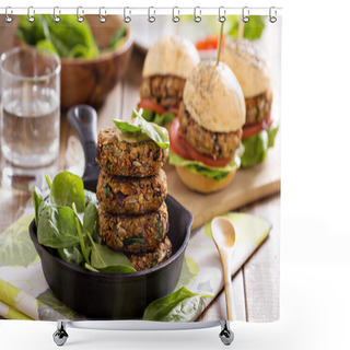 Personality  Vegan Burgers With Beans And Vegetables Shower Curtains