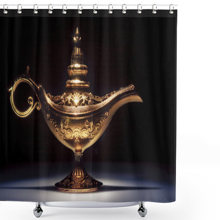 Personality  Magic Aladdin's Genie Lamp On Black Shower Curtains