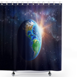 Personality  Planet Earth In Outer Space Shower Curtains