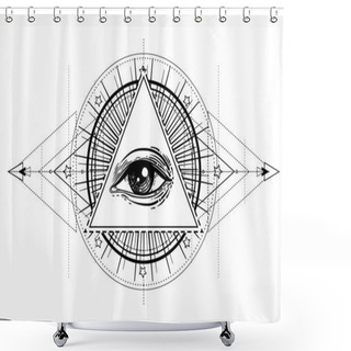 Personality  Eye Of Providence. Masonic Symbol. All Seeing Eye Inside Triple  Shower Curtains