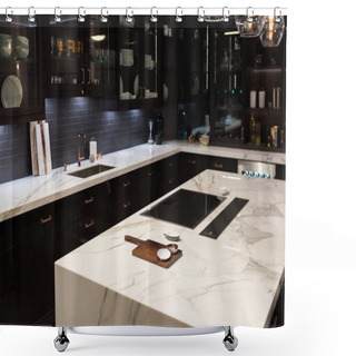 Personality  Luxury Marble Top Kitchen Shower Curtains