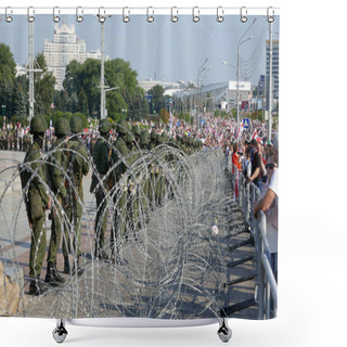 Personality  Protest March Against The Results Of The Presidential Elections, Peaceful Protests. Shower Curtains