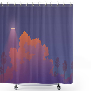 Personality  Vaporwave Sky And Cloud Landscape Background Nostalgic / Aesthetic Feeling, Soft Pastel Neon Gradient Template Shower Curtains