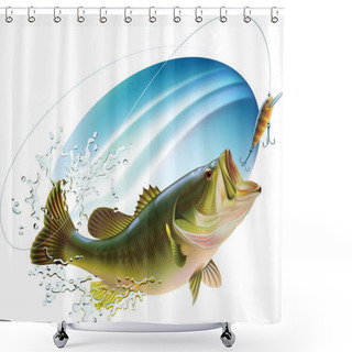 Personality  Largemouth Bass Catching A Bite Shower Curtains