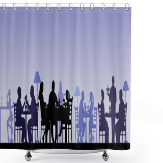 Personality  Silhouette Of People Eating In A Restaurant With All Figures As Separate Objects Shower Curtains