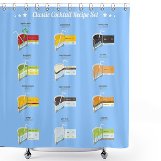 Personality  Classic Cocktail Recipe Set Shower Curtains