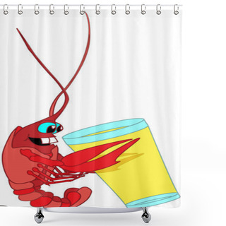 Personality  Crayfish Isolated White Background Shower Curtains