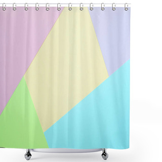 Personality  Fashionable  Pastel Colored Paper Flat Lay Top View, Geometric Background Texture, Pink, Purple, Yellow, Beige, Green And Blue Colour. Shower Curtains