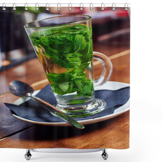 Personality  Cup Of Herbal Mint Tea Shower Curtains