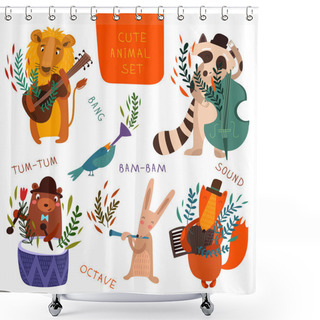 Personality  Animals Playing Musical Instruments Shower Curtains