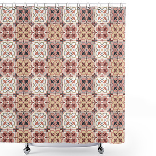 Personality  Retro Floor Tiles Patern Shower Curtains